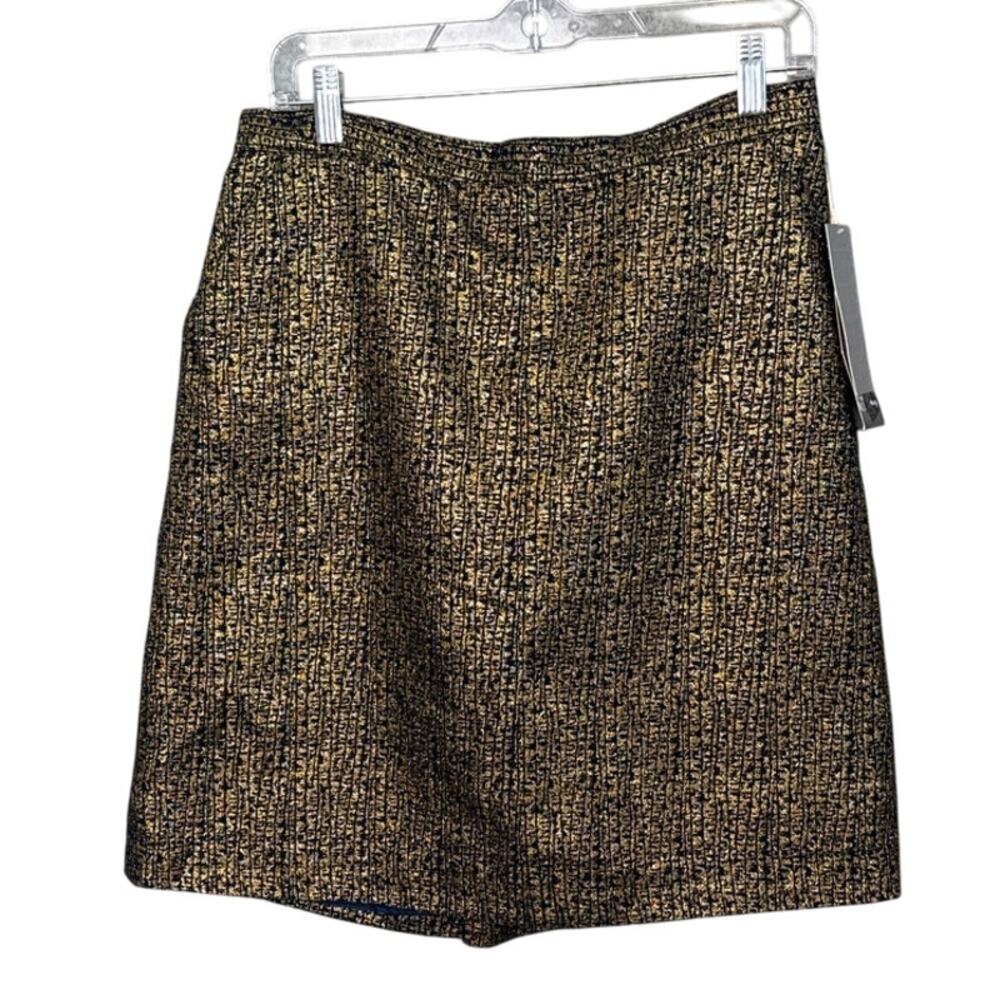 Tucker Metallic Gold and Black Mini Skirt Pencil Skirt SZ 13 NWT Office Core